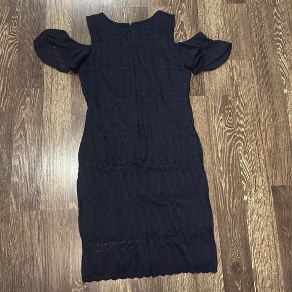 Simply styled by sears cold shoulder style Navy dress size large - Picture 2 of 7